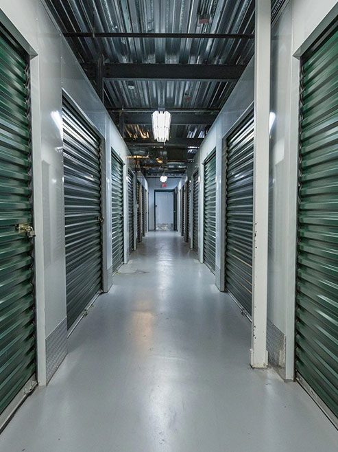 Interior hallway of Bell Fork Self Storage units